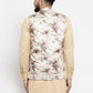 Jompers Men Cream Printed Satin Nehru Jacket ( JOWC 4007  Cream )