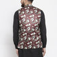 Jompers Men Maroon Printed Satin Nehru Jacket ( JOWC 4007 Maroon)
