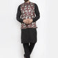 Jompers Men Maroon Printed Satin Nehru Jacket ( JOWC 4007 Maroon)
