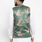 Jompers Men Green & Brown Printed Satin Nehru Jacket ( JOWC 4007 Green)