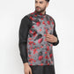 Jompers Men Grey Printed Satin Nehru Jacket ( JOWC 4008 Grey)