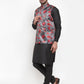Jompers Men Grey Printed Satin Nehru Jacket ( JOWC 4008 Grey)