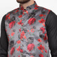 Jompers Men Grey Printed Satin Nehru Jacket ( JOWC 4008 Grey)