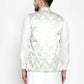 Jompers Men Lime-Green Printed Satin Nehru Jacket ( JOWC 4008 Lime)