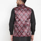 Jompers Men Maroon Printed Satin Nehru Jacket ( JOWC 4008 Maroon)