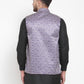 Jompers Men Purple Printed Satin Nehru Jacket ( JOWC 4008 Purple)