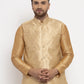 Jompers Men's Gold Woven Nehru Jacket ( JOWC 4009Golden )