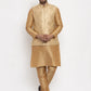 Jompers Men's Gold Woven Nehru Jacket ( JOWC 4009Golden )