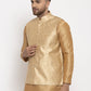 Jompers Men's Gold Woven Nehru Jacket ( JOWC 4009Golden )