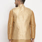 Jompers Men's Gold Woven Nehru Jacket ( JOWC 4009Golden )