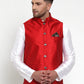 Jompers Men's Maroon Woven Jacquard Nehru Jacket ( JOWC 4017Maroon )