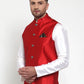 Jompers Men's Maroon Woven Jacquard Nehru Jacket ( JOWC 4017Maroon )