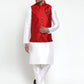 Jompers Men's Maroon Woven Jacquard Nehru Jacket ( JOWC 4017Maroon )