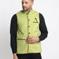 Jompers Men's Green Solid Nehru Jacket with Square Pocket ( JOWC 4024Green )