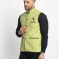 Jompers Men's Green Solid Nehru Jacket with Square Pocket ( JOWC 4024Green )
