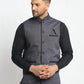 Jompers Men's Grey Solid Nehru Jacket with Square Pocket ( JOWC 4024Grey )