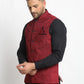 Jompers Men's Maroon Solid Nehru Jacket with Square Pocket ( JOWC 4024Maroon )