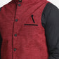 Jompers Men's Maroon Solid Nehru Jacket with Square Pocket ( JOWC 4024Maroon )