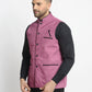 Jompers Men's Purple Solid Nehru Jacket with Square Pocket ( JOWC 4024Purple )