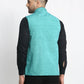 Jompers Men's Blue Solid Nehru Jacket with Square Pocket ( JOWC 4024Sky )