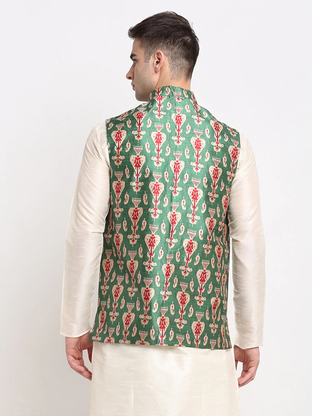 Jompers Men's Green Digital Printed Green Waistcoat ( JOWC 4025Green )