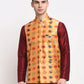 Jompers Men's Orange Digital Printed Orange Waistcoat ( JOWC 4025Orange )