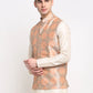 Jompers Men's Peach Digital Printed Peach-Purple Waistcoat ( JOWC 4025Peach-Purple )