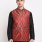 Jompers Men's Red Digital Printed Red Waistcoat ( JOWC 4025Red )