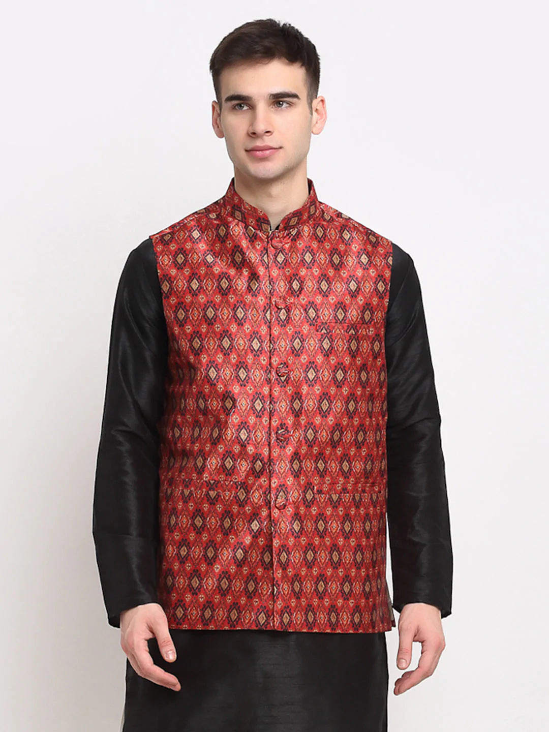 Jompers Men's Red Digital Printed Red Waistcoat ( JOWC 4025Red )