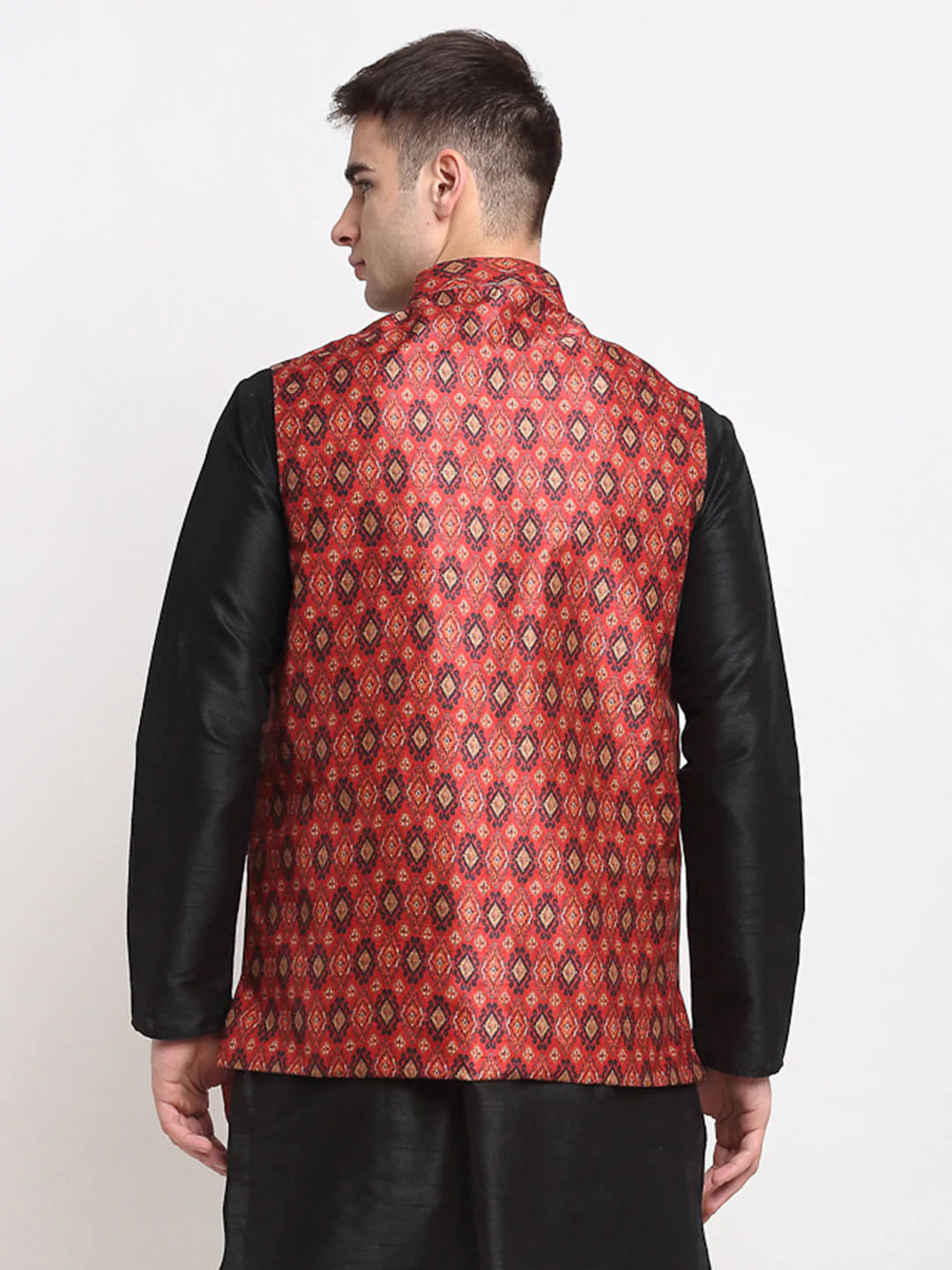 Jompers Men's Red Digital Printed Red Waistcoat ( JOWC 4025Red )