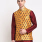Jompers Men's Yellow Digital Printed Yellow Waistcoat ( JOWC 4025Yellow )