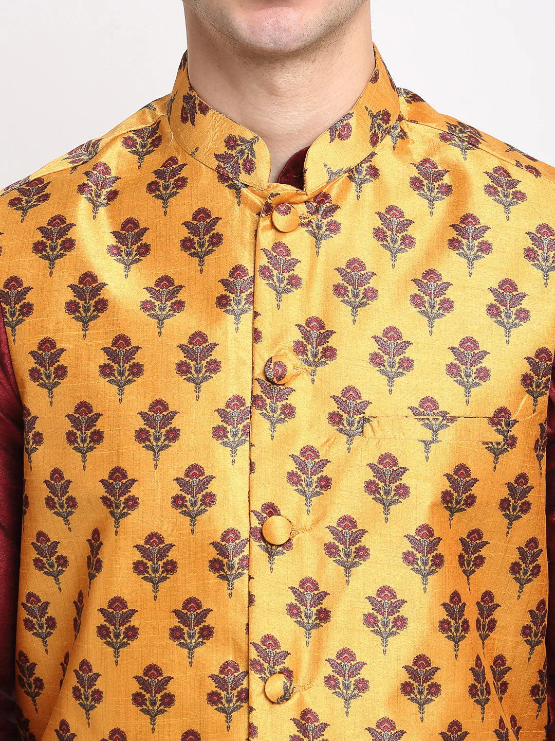 Jompers Men's Yellow Digital Printed Yellow Waistcoat ( JOWC 4025Yellow )