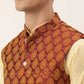 Jompers Men's Maroon Self-Designed Waistcoat ( JOWC 4026 Maroon )