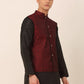 Jompers Men's Maroon Self-Designed Maroon Waistcoat ( JOWC 4027 Maroon )