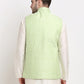 Jompers Men's Green Green and White Embroidered Nehru Jacket ( JOWC 4029Green )