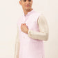 Jompers Men's Pink Pink and White Embroidered Nehru Jacket ( JOWC 4029 Pink )
