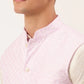 Jompers Men's Pink Pink and White Embroidered Nehru Jacket ( JOWC 4029 Pink )