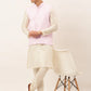 Jompers Men's Pink Pink and White Embroidered Nehru Jacket ( JOWC 4029 Pink )