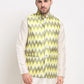 Jompers Men's Olive Ikat Printed Nehru Jacket ( JOWC 4030Multi-Olive )