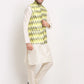 Jompers Men's Olive Ikat Printed Nehru Jacket ( JOWC 4030Multi-Olive )