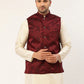 Men's Maroon & Black embossed Nehru Jacket( JOWC 4034 Maroon )