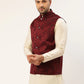 Men's Maroon & Black embossed Nehru Jacket( JOWC 4034 Maroon )