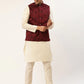 Men's Maroon & Black embossed Nehru Jacket( JOWC 4034 Maroon )