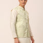 Men's Pista Green Floral Design Nehru Jacket.( JOWC 4035 Pista )