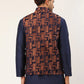 Men's Bronze & Navy Blue embossed Nehru Jacket( JOWC 4037 Bronze )