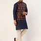 Men's Bronze & Navy Blue embossed Nehru Jacket( JOWC 4037 Bronze )