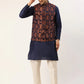 Men's Bronze & Navy Blue embossed Nehru Jacket( JOWC 4037 Bronze )
