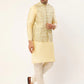 Men Pista Green & Gold Embroidered Woven Nehru Jacket( JOWC 4038 Pista )