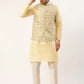 Men Pista Green & Gold Embroidered Woven Nehru Jacket( JOWC 4038 Pista )