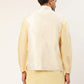 Men White & Gold Embroidered Woven Nehru Jacket( JOWC 4038 White )